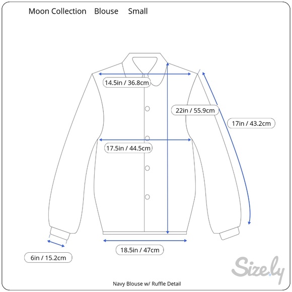 ANTHRO MOON COLLECTION Navy Silk Ruffle Blouse Sm - Picture 15 of 15